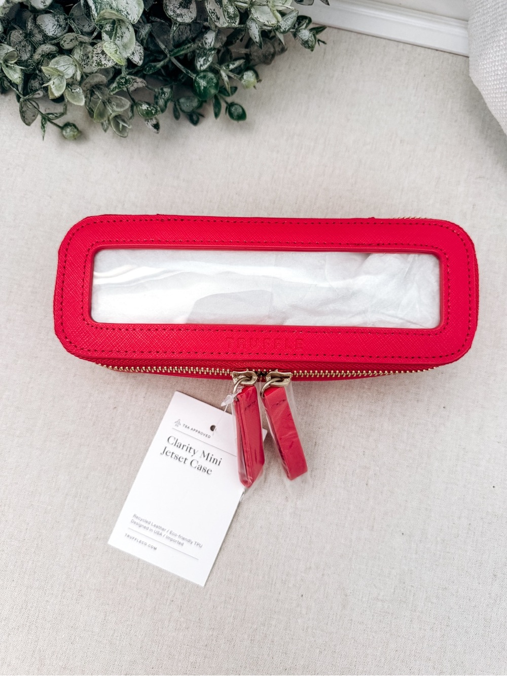 Truffle Clarity Mini Jetset Case Red TSA Approved Travel Case NWT
